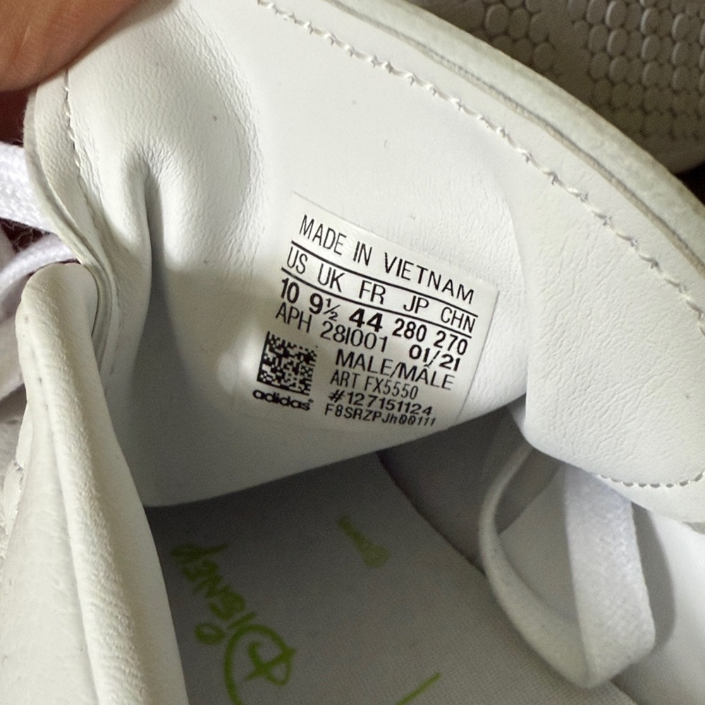 Adidas Stan Smith White and Lime Green Shoes - Picture 6 of 6